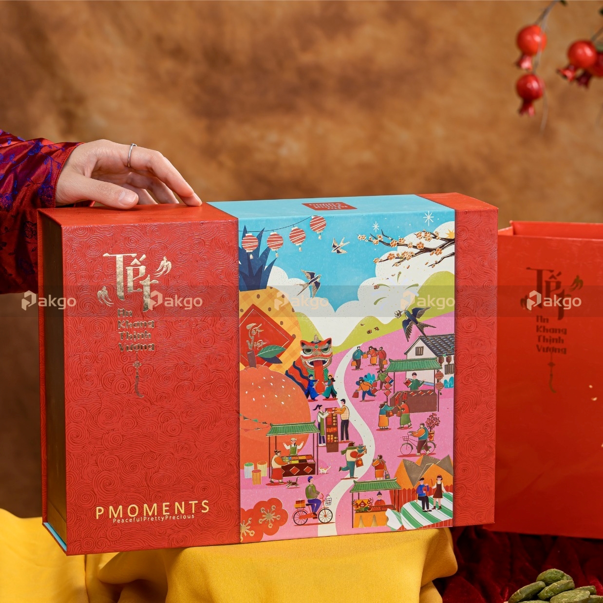 Hộp quà Tết – Phiên Chợ Tết 3D