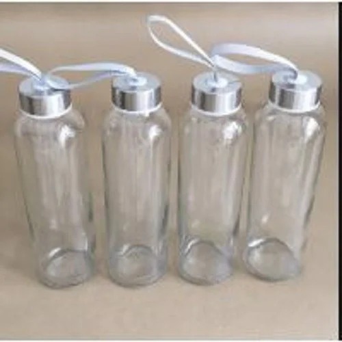 Chai thủy tinh 300ml nắp bạc có dây xách CL21