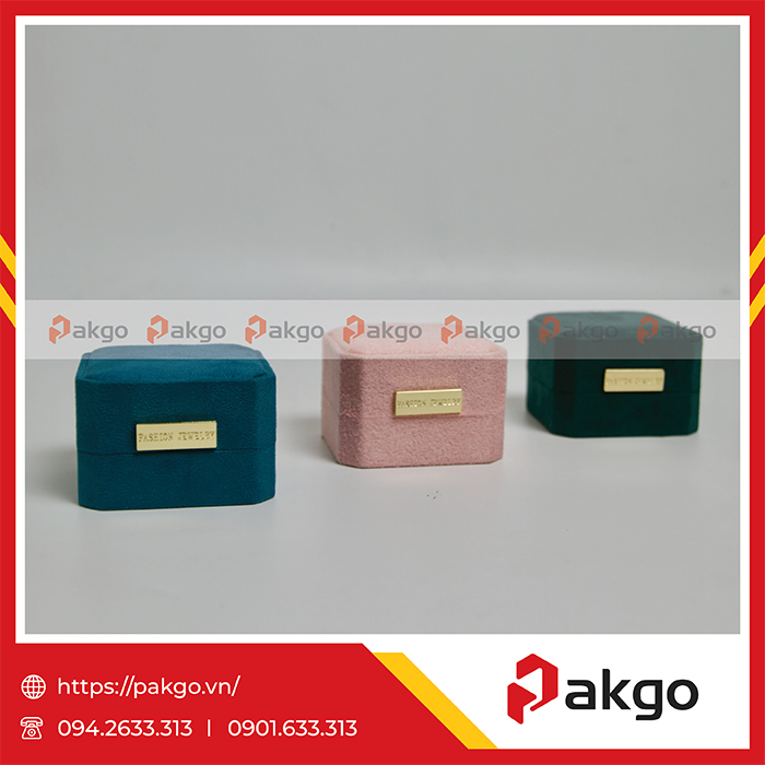 HTS nhung đựng nhẫn nắp lật