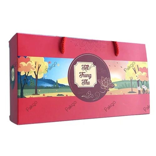 Hộp bánh trung thu hộp 2 bánh màu đỏ TT03