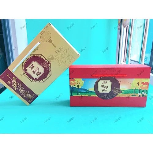 Hộp bánh trung thu hộp 2 bánh màu vàng TT02