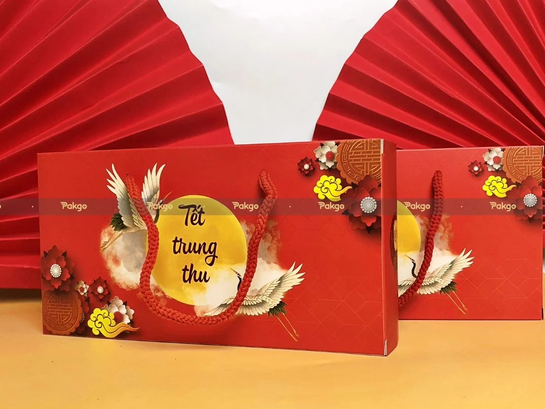 Vỏ hộp bánh trung thu Hạc đỏ 2 bánh