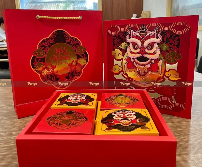 Vỏ hộp bánh trung thu Kỳ Lân 4 bánh