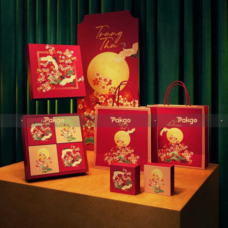 Vỏ hộp bánh trung thu Phong Hạc 4 bánh