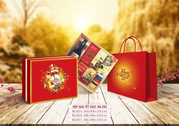 Vỏ hộp quà tết 2022 – Mã TD-203A (42*36*10.5)