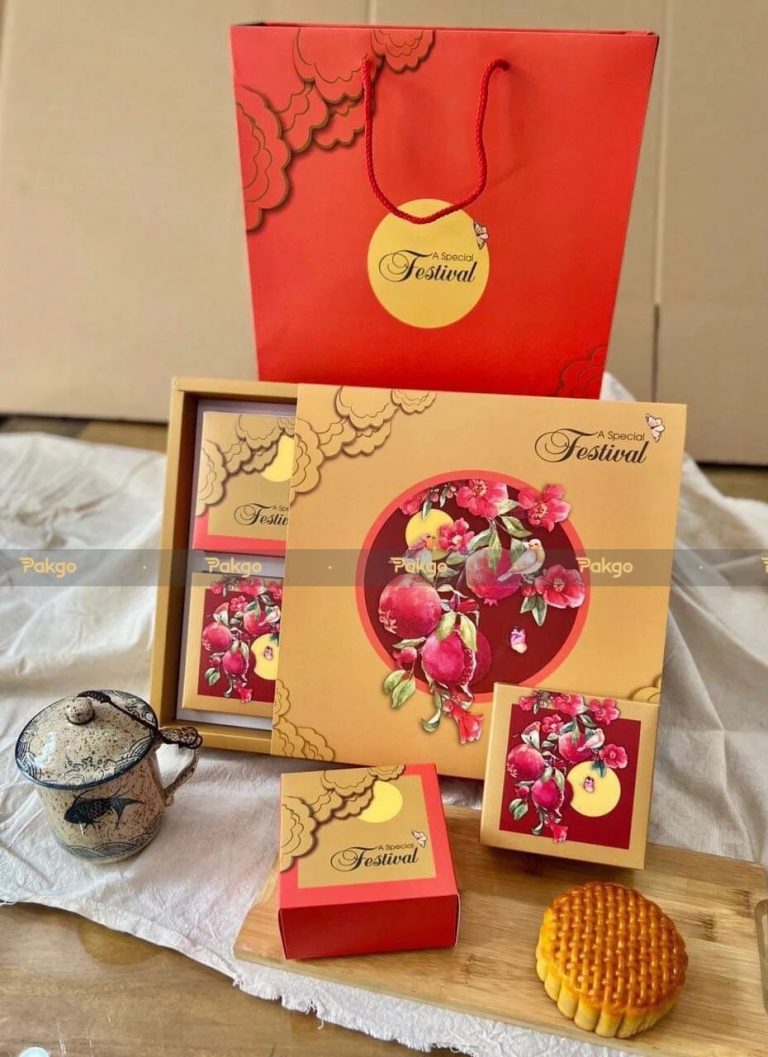 Vỏ hộp bánh trung thu Hoa Lựu 4 bánh