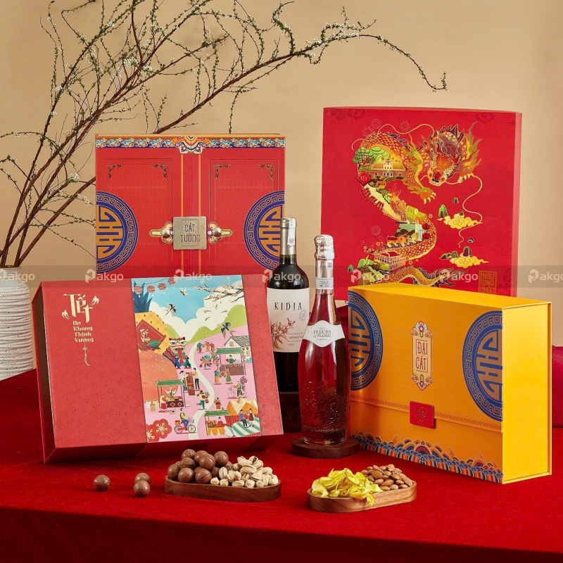 Mẫu hộp quà tết cao cấp Mẫu hộp quà tết cao cấp