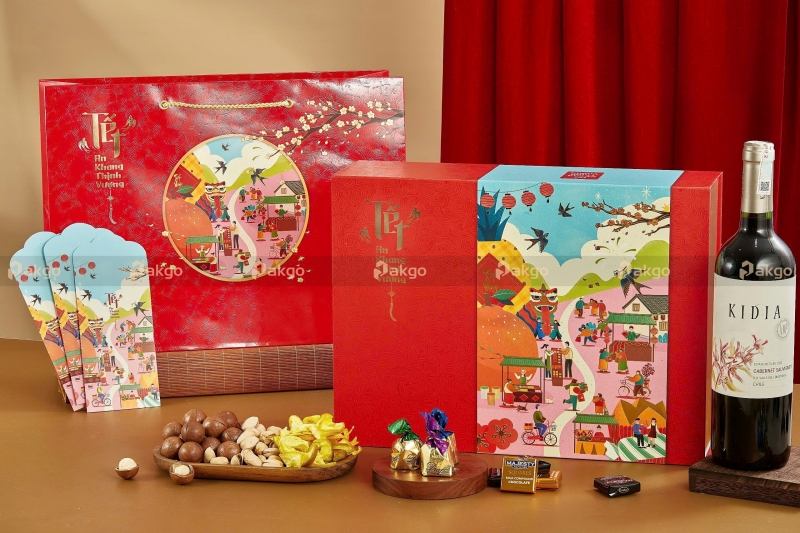 Mẫu hộp quà tết Phiên Chợ Tết thiết kế popup 3D thu hút Mẫu hộp quà tết Phiên Chợ Tết thiết kế popup 3D thu hút