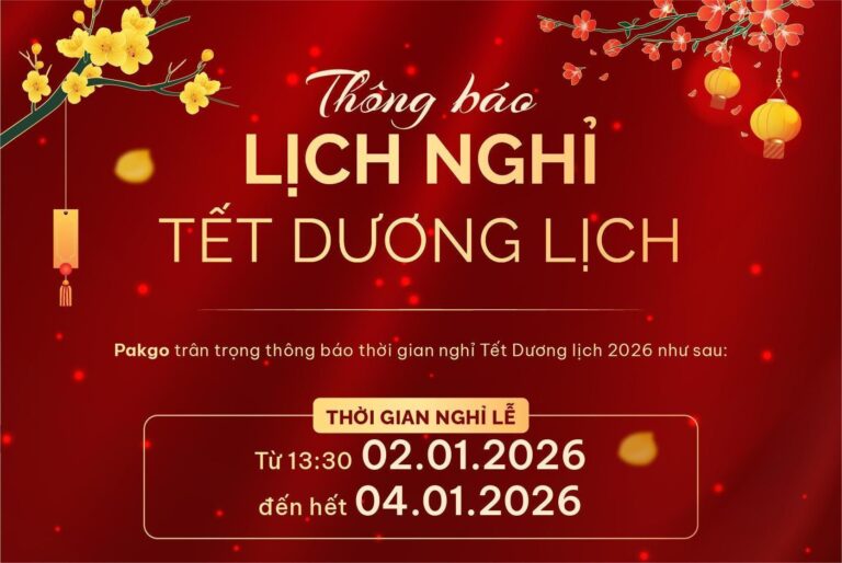 Pakgo thông báo Lịch nghỉ Tết Dương lịch 2026 